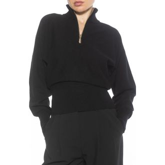 Alexia Admor Niko Quarter Zip Sweater in Black at Nordstrom Rack, Size X-Small