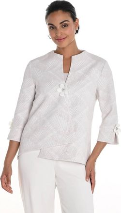 Frank Lyman Design Textured Abstract Swing Jacket In Beige/silver