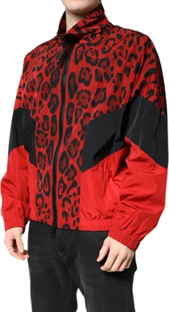 Dolce & Gabbana Leopard-Print Nylon Jacket - Red