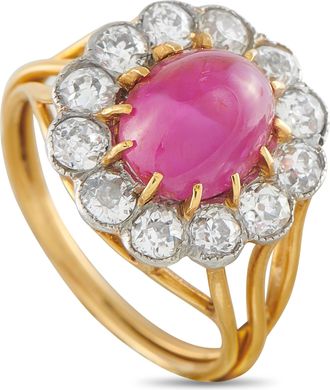 Luxury Bazaar Antique 18K Yellow Gold 1.20ct Diamond and Ruby Ring MF21-050726