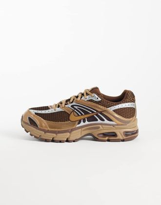 Nike Air Max Moto 2K sneakers in suede marroni e argento-Marrone