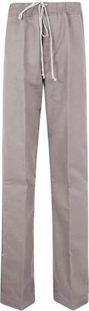 Rick Owens Broeken, Heren, Grijs, XL, Katoen, Trekkoord Wijde Pijp Grijze Broek
