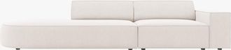 BLOOMINGLOFT 3-Sitzer Designsofa Jodie mit abgerundetem Ottomane links - Strukturstoff