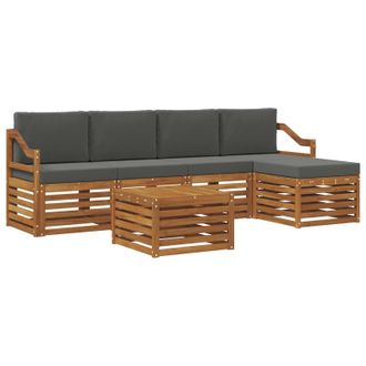 vidaXL Conjunto De Sof&aacute;s De Exterior 6 Pcs Natural Y Antracita Vidaxl
