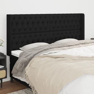 vidaXL Cabecero Con Orejas De Tela Negro 183x16x118/128 Cm Vidaxl