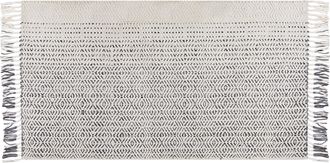 Beliani Alfombra De Lana Blanco Gris 80 X 150 Cm Algod&oacute;n Hecho A Mano Borlas Omerli