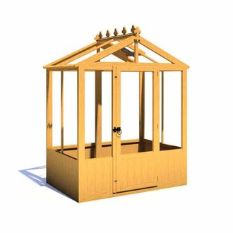 Shires Holkham 6 x 4 Greenhouse - Timber - L119 x W179 x H237.3 cm in Light Brown