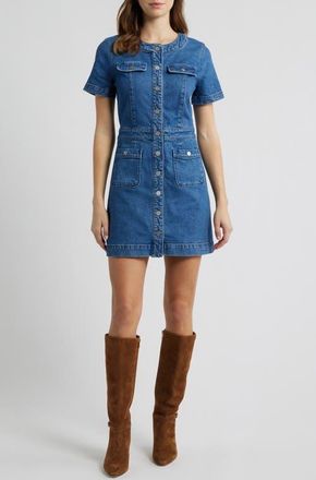 Paige Kiya Snap Front Denim Mini Shirtdress in Adventure at Nordstrom, Size 00