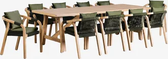Sklum Sklum - Set De Mesa Rectangular (260x100 Cm) Y 10 Sillas De Comedor En Madera De Acacia Dubai