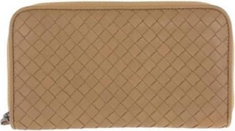 Bottega Veneta Pre-owned Intrecciato Leren Lange Portemonnee - Heren - Vintage Accessoires - Beige - ONE Size - Leer - Vintage
