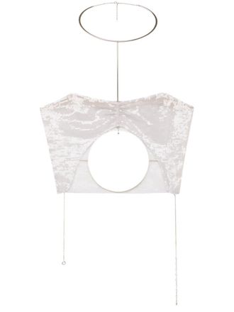 Courr&egrave;ges Top con paillettes New Age - Grigio