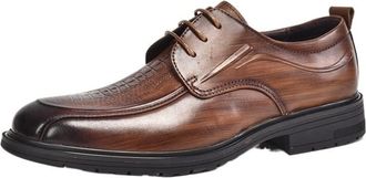 Generic Dress Formal Shoes for Men Lace Up Bike Toe Burnished Toe Derby Shoes Genuine Leather Non Slip Low Top Rubber Sole Block Heel Slip Resistant Party(5.5