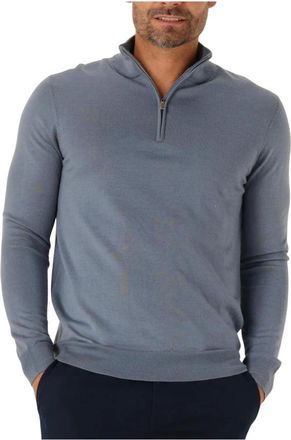 Profuomo Truien & Vesten, Heren, Blauw, M, Wol, Pullover Half Zip Merino