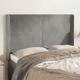 vidaXL Cabecero Con Orejas De Terciopelo Gris Claro 147x16x118/128 Cm Vidaxl