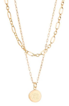 Brook & York Isla Petite Monogram Locket Layering Necklace Set in Gold at Nordstrom