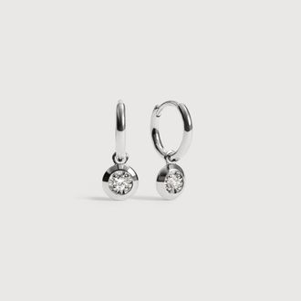 Monica Vinader Sterling Silver Round Diamond Huggie Earrings Lab Grown Diamond