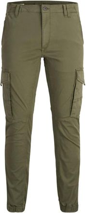 Jack & Jones Cargo Broek Met Elastische Zoom - Heren - Slim Fit Broeken - Groen - W29 L32 - Katoen - Broeken