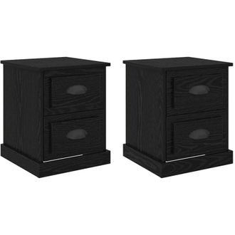 vidaXL Armario de Noche con cajón 2 pcs Roble negro 39 x 39 x 47.5 cm vidaXL