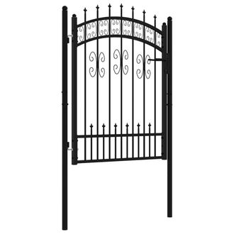 Berkfield Home Fence Gate with Spear Top Black 103x175 cm Powder-coated Steel
