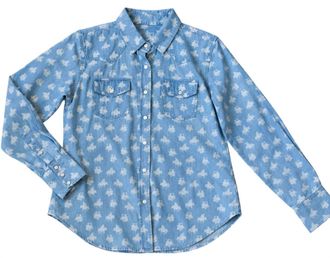 Tasha Polizzi Womens Markie Patterned Denim Shirt In Blue