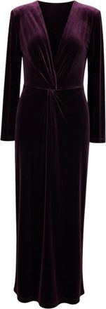 Actualee Lange fluwelen galajurk - Dames - Avondkleed - Paars - XS - Polyester - Kleedjes
