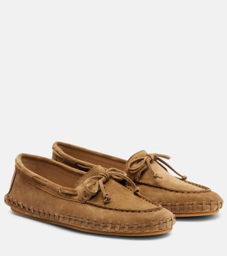 Le Monde Beryl Driver embroidered suede loafers