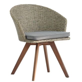 Brigros Sill&oacute;n de exterior tejido en rat&aacute;n y coj&iacute;n verde