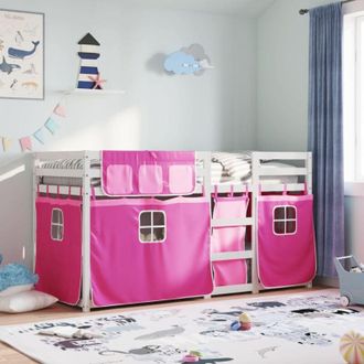 vidaXL Bunk Bed without Mattress Pink 80x200 cm Solid Wood Pine Vidaxl
