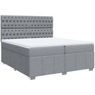 vidaXL Cama Box Spring Con Colch&oacute;n Tela Gris Claro 200x200 Cm Vidaxl