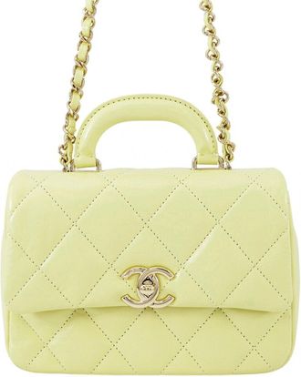 Chanel Champagne gold yellow Leather Handbag (Pre-Owned)