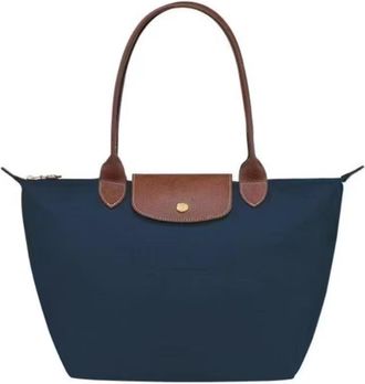 Generic Multipurpose Tote Bag: Foldable Soft Nylon, 3 Sizes, Stylish Water-Resistant Designer Handbag for Work, Travel, Gym (Classic Navy Blue,Medium)