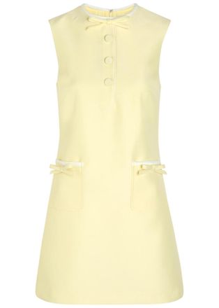 Self Portrait Bow-appliqu&eacute;d Taffeta Mini Dress - Yellow - 10 (UK10 / S)