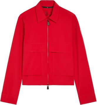 Moncler Logo-appliqu&eacute;d Cropped Shell Overshirt - Red - XS (UK 8 / XS)