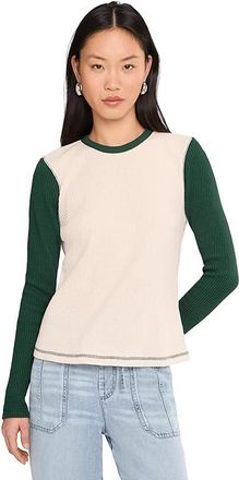 Faherty Apres Waffle Layering Crew Womens Clothing Seamoss Varsity : XL, Cotton