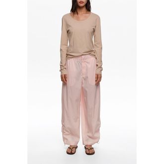 Bimba & Lola Gathered Jogger Trousers in Light Pink at Nordstrom, Size X-Small Eu