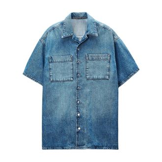Alexander Wang Alexander Wang, Shirt Dresses, female, Blue, Size: XS Short Sleeve Boxy Mini Shirt Dress