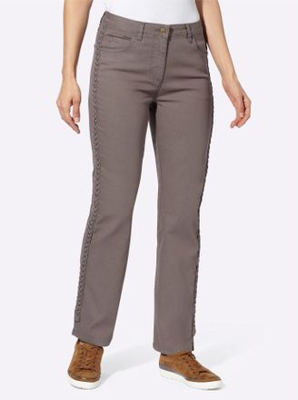 Casual Looks Bequeme Jeans CASUAL LOOKS, Damen, Gr. 36, Normalgr&ouml;ssen, grau (taupe, denim), 81% Baumwolle, 17% Polyester, 2% Elasthan, unifarben, lang, Jeans Beque