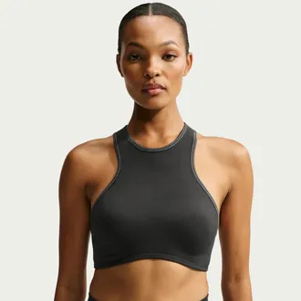 Nike Womens SKIMS Ribbed Seamless Racerneck Bra in Brown | IR4991-249
