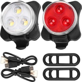 OEM Luz Usb Para Bicicleta - Kit De Iluminaci&oacute;n - Apta Para Bicicletas Urbanas Y De Monta&ntilde;a - Material Abs - Rojo/blanco