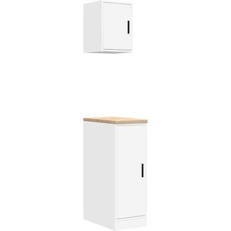 vidaXL Garage Cabinets 2 pcs White Engineered Wood Vidaxl