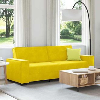 vidaXL Sof&aacute; De 3 Plazas Terciopelo Amarillo 180 Cm Vidaxl
