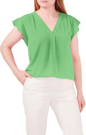 Chaus Print Flutter Sleeve Blouse in Vibrant Green 359 at Nordstrom, Size X-Large