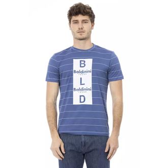 Baldinini Tops, Heren, Blauw, S, Katoen, Blauw Katoen Trend Heren T-Shirt