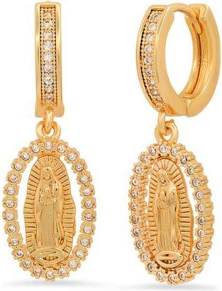 Steeltime 18K Gold Plated Crystal Drop Hoop Earrings in Yellow at Nordstrom Rack