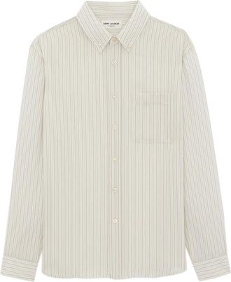 Saint Laurent Cassandre Shirt - Heren - Casual Overhemden - Wit - XL - Overhemden