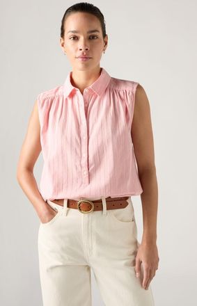 Levi's Top a manica corta con bottoni Londyn - Donna - XS - Rosa / Coral Blush