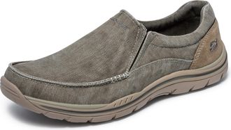 Skechers Mens Expected Avillo Relaxed-Fit Slip-On Loafer, Khaki, 11 X-Wide