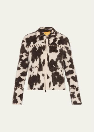 Guest In Residence Grizzly Cowhide-Print Cashmere Jacket
