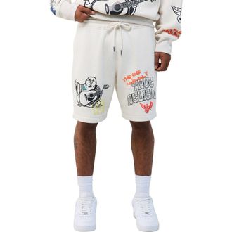 True Religion Sketched Logo Fleece Sweat Shorts in Oatmeal Heather at Nordstrom, Size Xxx-Large