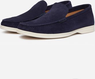 Oliver Sweeney Mens Alicante Moccasin Loafers in Dark Blue Suede - Size UK 12